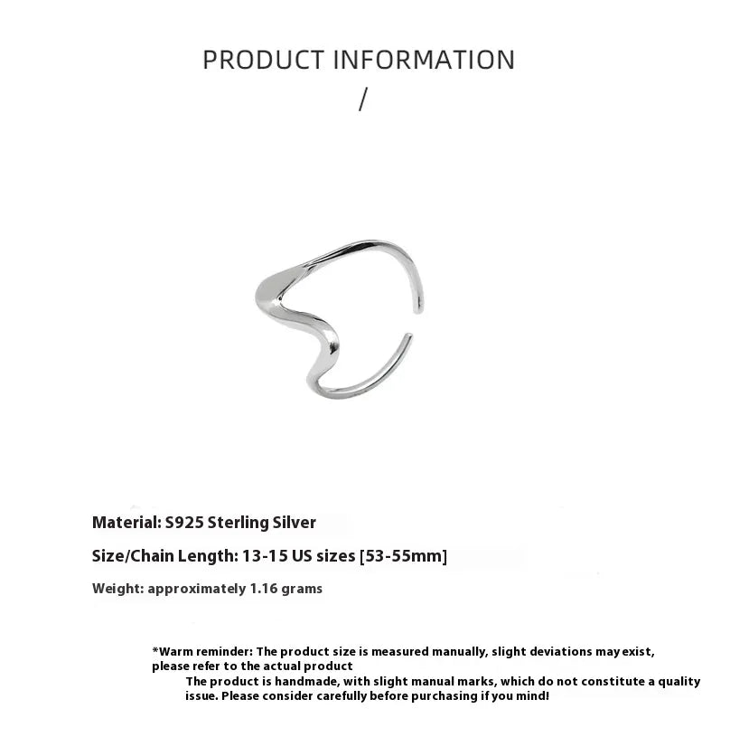 Anillo Ondulado Plata Esterlina S925