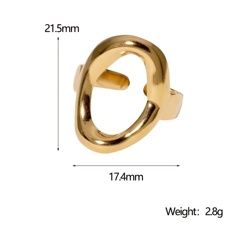Anillo Abierto Dorado Acero Inoxidable