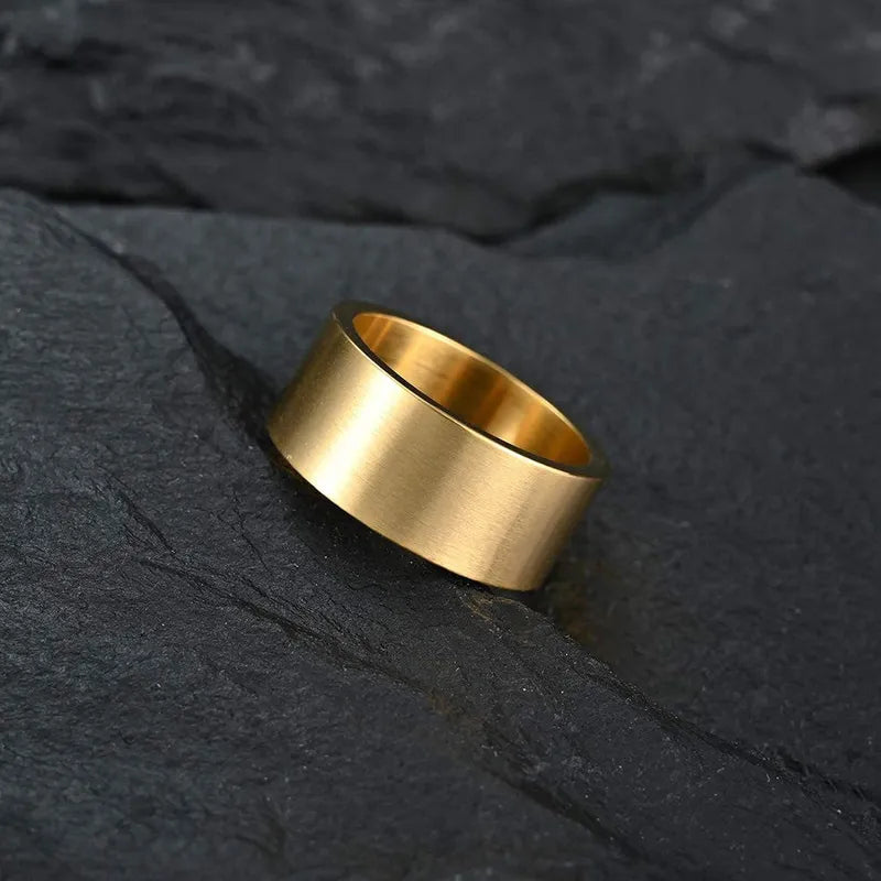 Anillo Grueso Dorado Acero Titanio