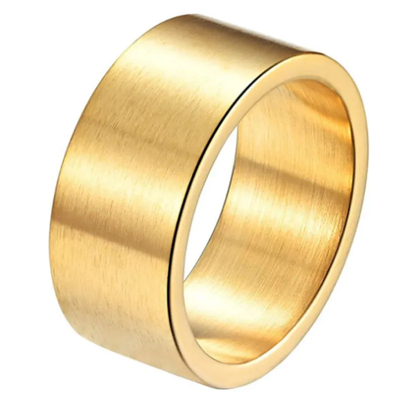 Anillo Grueso Dorado Acero Titanio