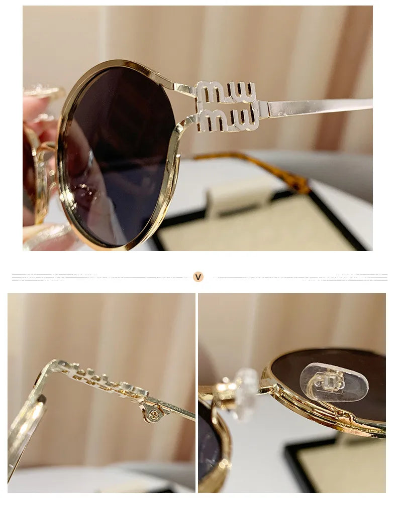 Gafas Negro Marco Ovalado Dorado