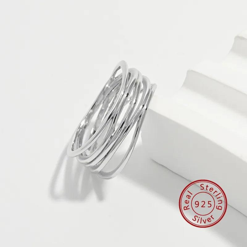 Anillo Líneas Plata De Ley 925
