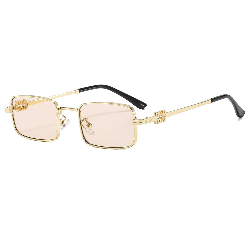 Gafas de Sol Rectangular Marco Dorado