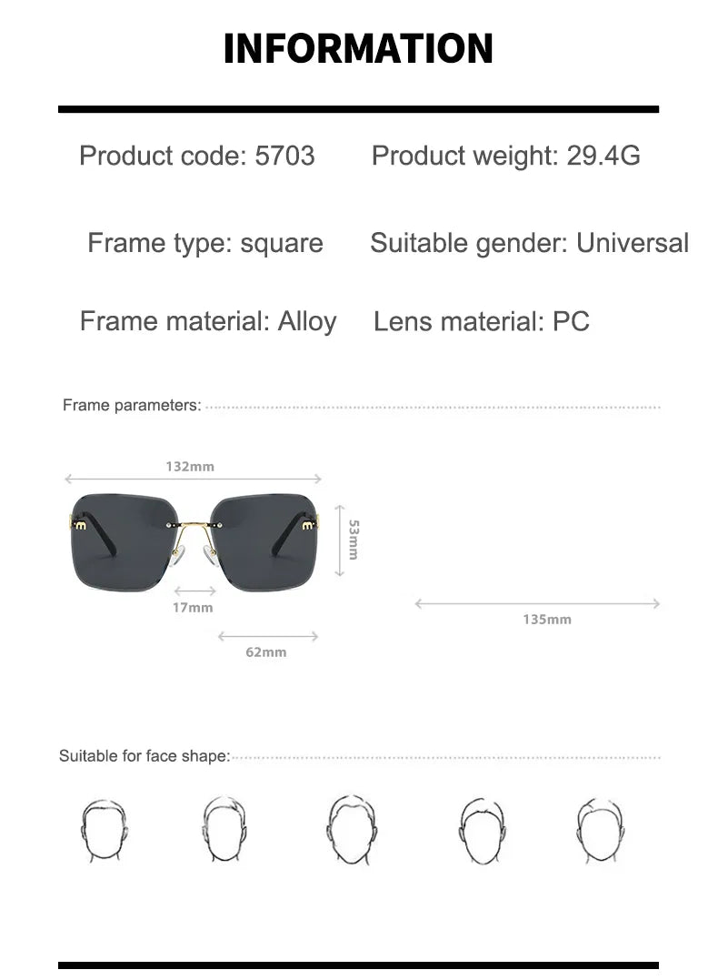 Gafas M Cuadrado Sin Marco