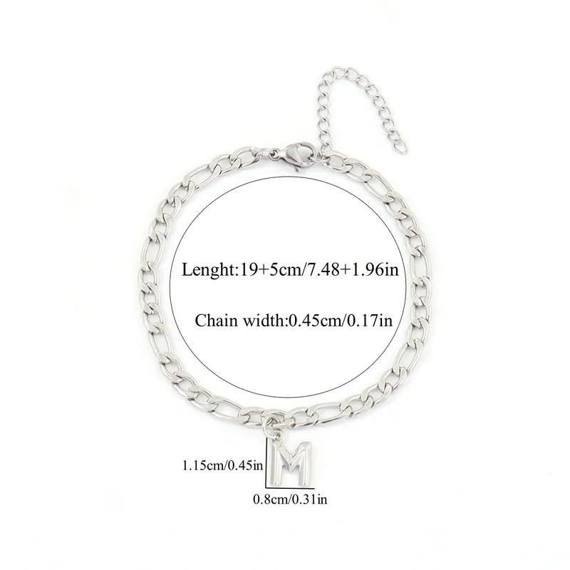 Pulsera Cadena Letra Acero Inoxidable