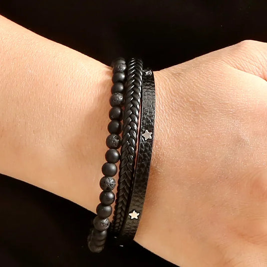 Pulsera Estrellas Cuero Sintético