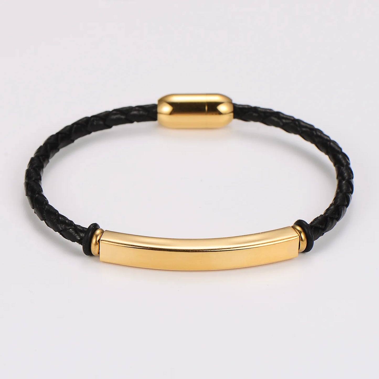 Pulsera Cuero Delgada Acero Inoxidable