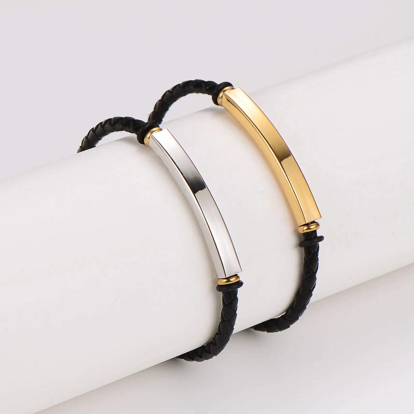Pulsera Cuero Delgada Acero Inoxidable
