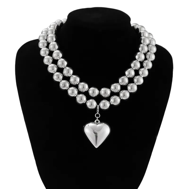 Set Collares Bolas Corazón