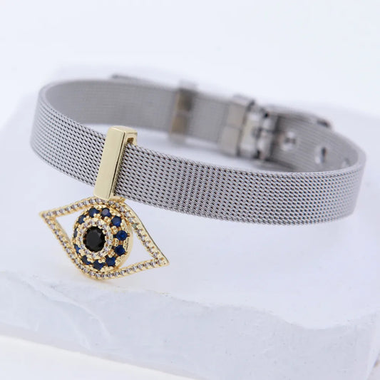 Pulsera Ojo Colgante Acero Inoxidable