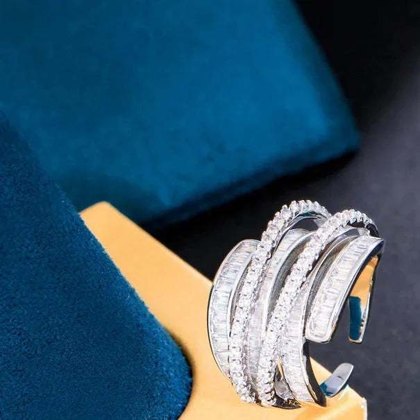 Anillo Grande Elegante Plateado