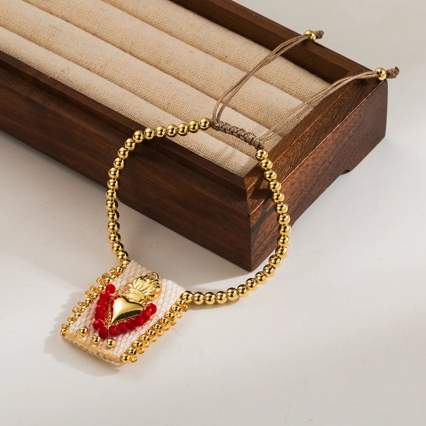 Pulsera Corazón Corona Rojo