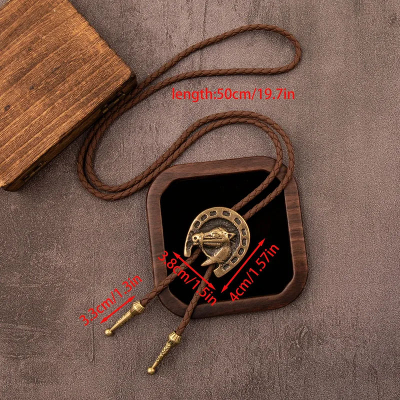 Corbata Caballo Cuero Café Aleación