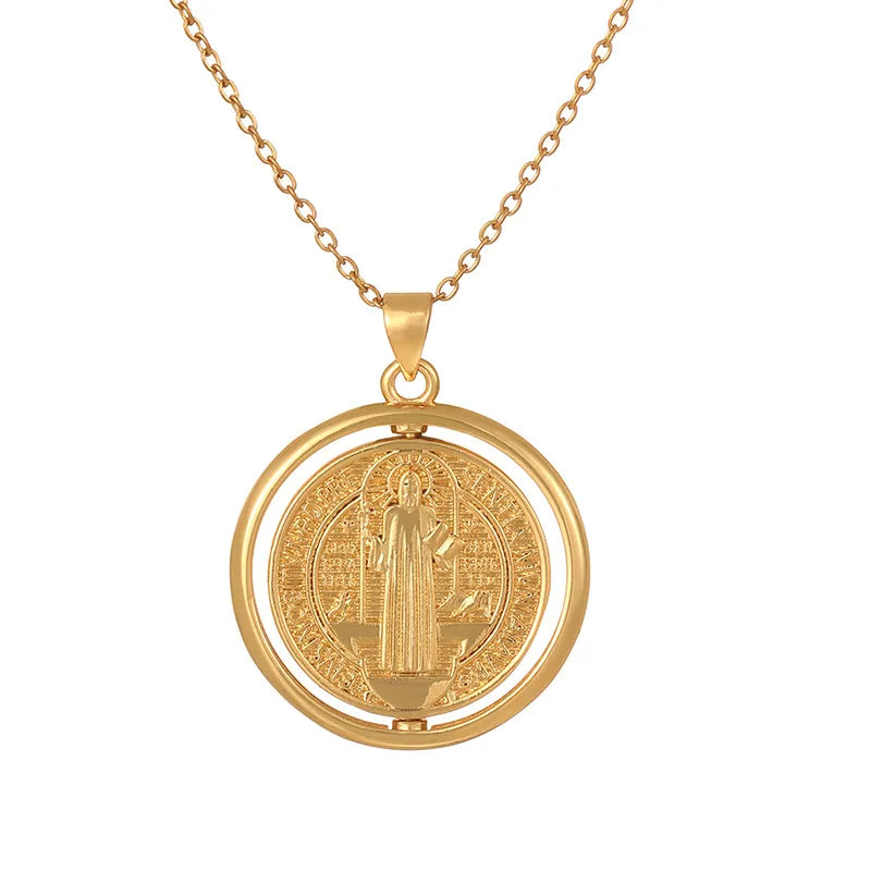 Collar San Benito Doble Cara Acero De Titanio