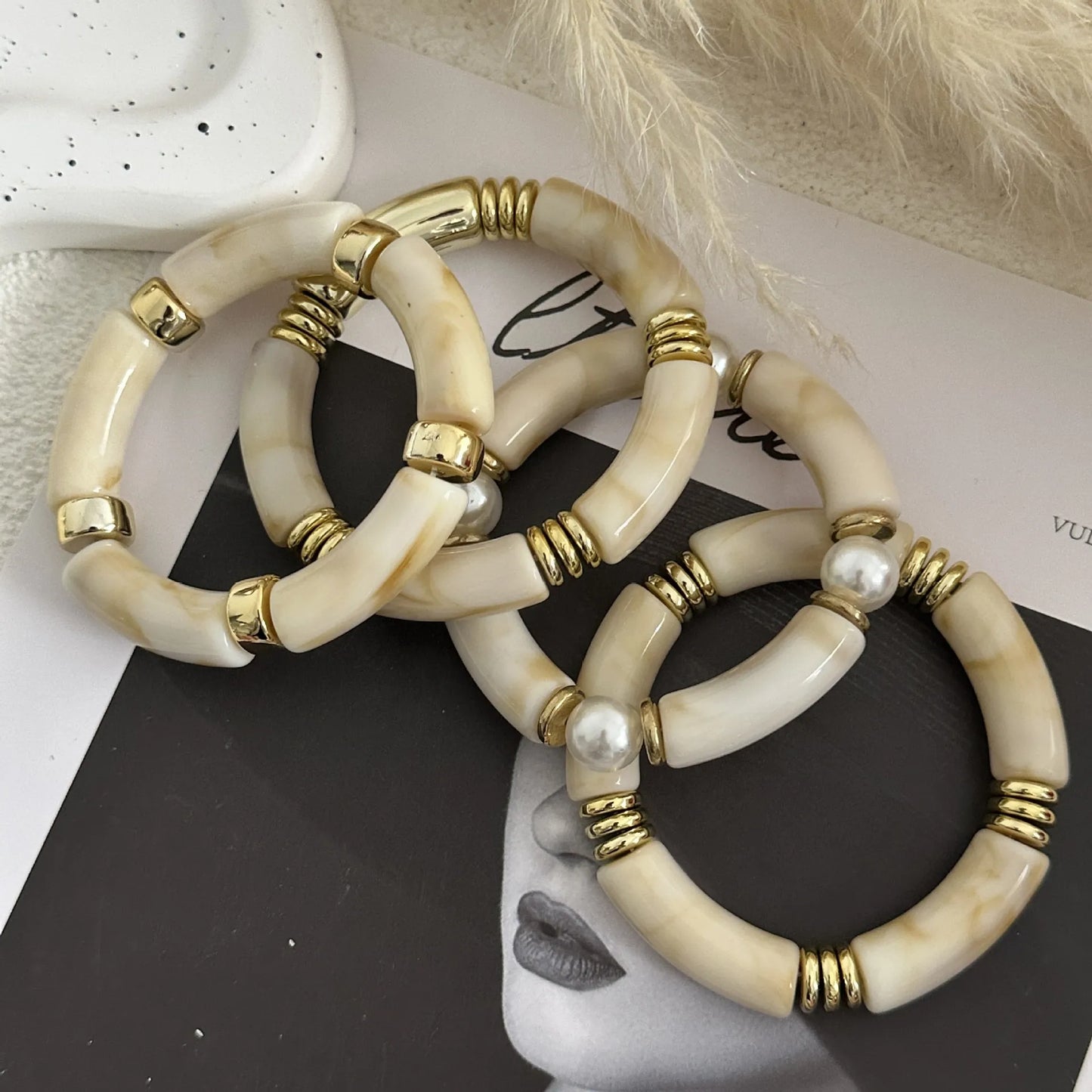 Set Pulseras Tubulares Elásticas Acrílico