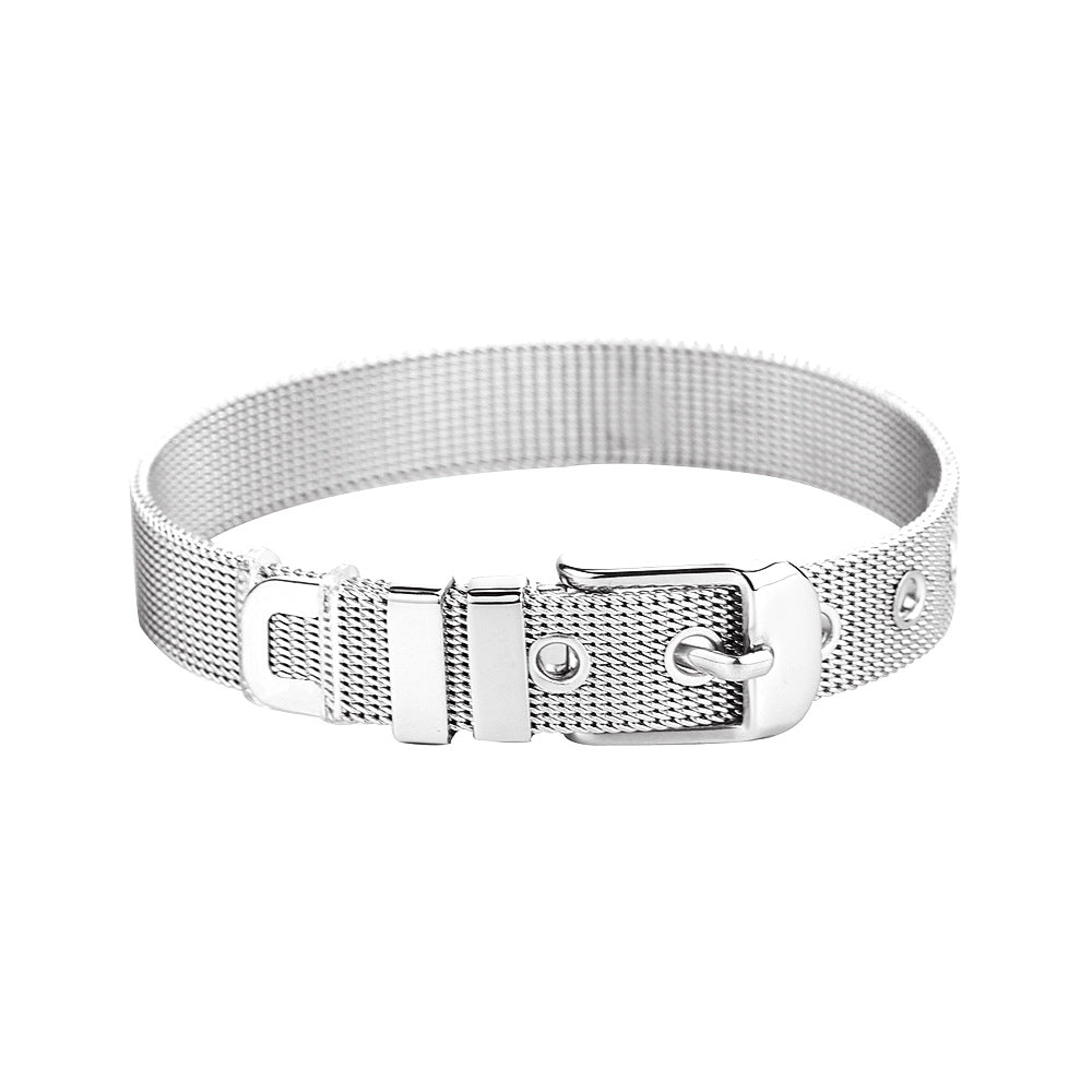 Pulsera Correa Malla Chapada En Oro