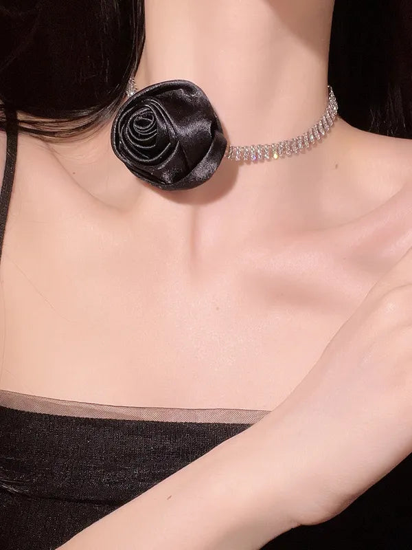 Choker Elegante Dulce Flor Cristal Artificial