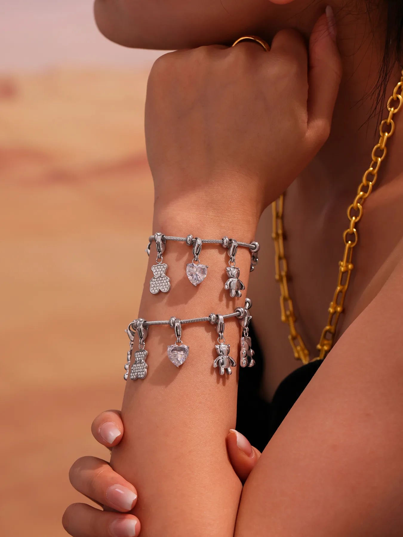 Pulsera Osos Corazón Acero Inoxidable