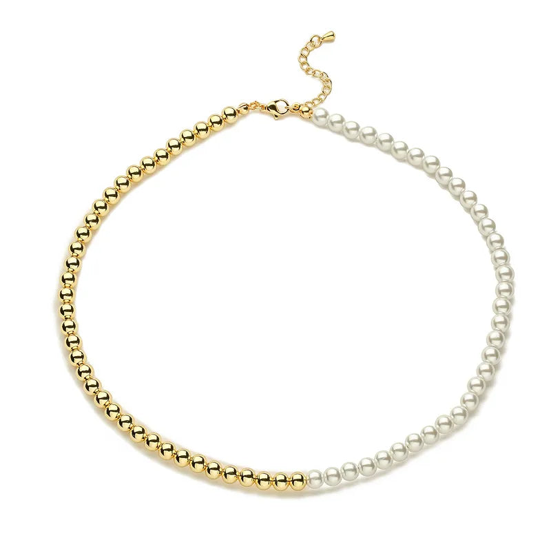 Collar Estilo Barroco Perlas Cobre Chapado En Oro