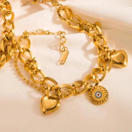 Pulsera Ojo Corazón Acero Inoxidable