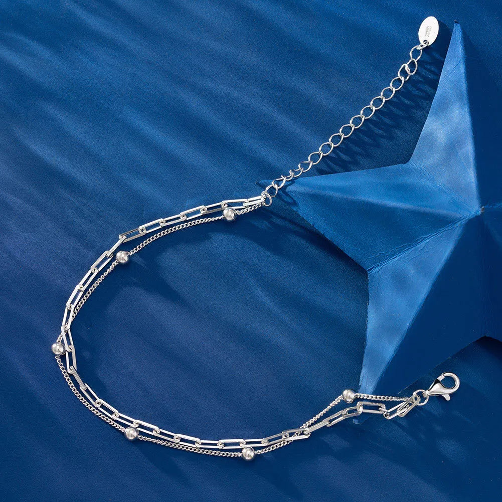 Pulsera Doble Japones Plata Esterlina