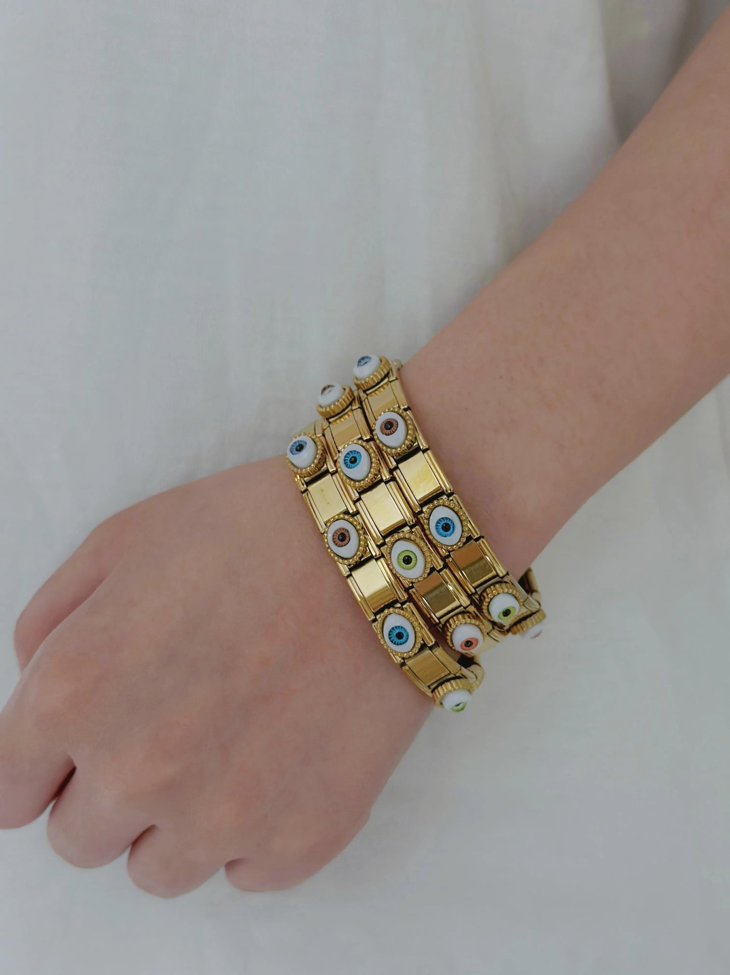Pulsera Italiana Ojos Acero Inoxidable