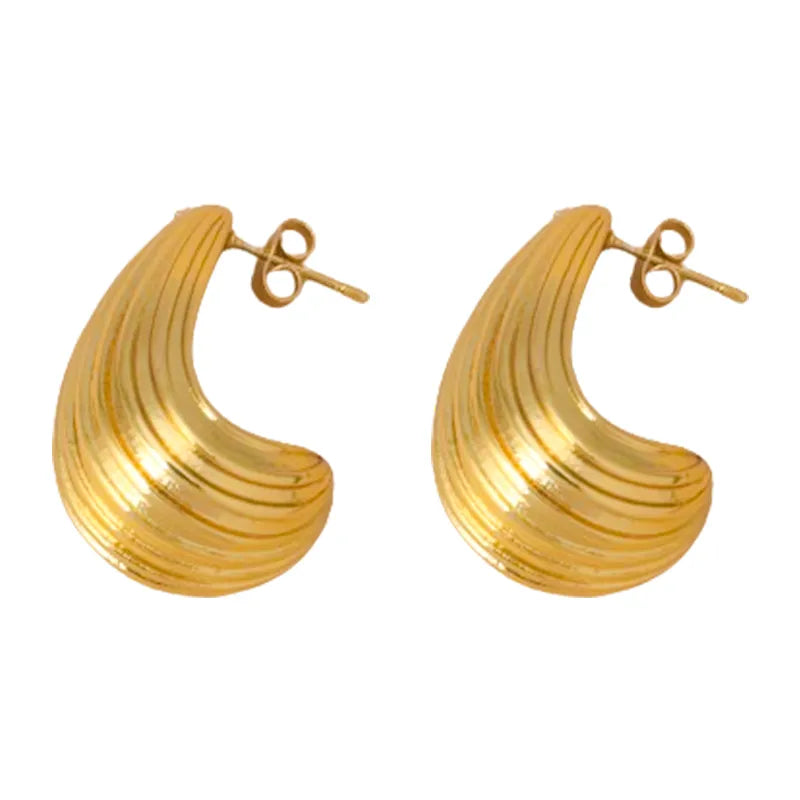 Aretes Gota Dorados Acero Titanio