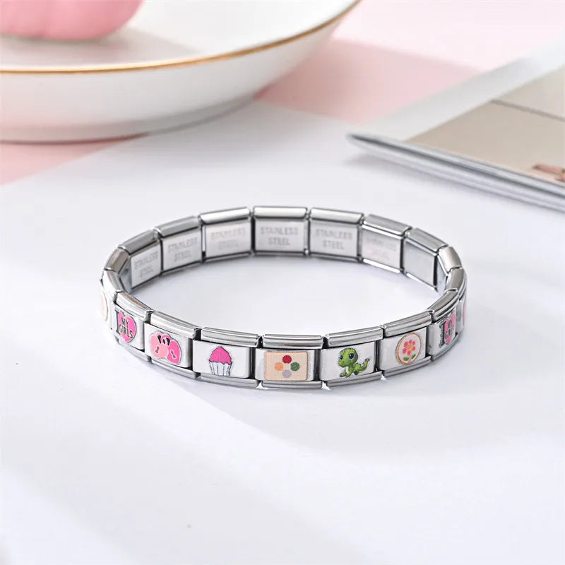 Pulsera Italiana Dibujos Acero Inoxidable