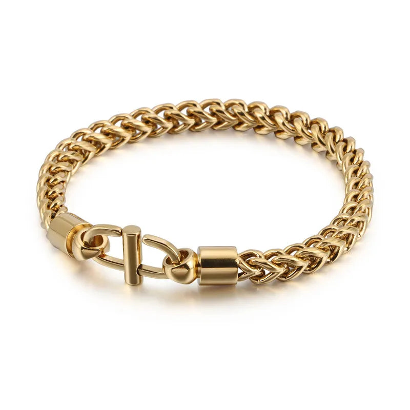 Cadena Dorada Acero Titanio Chapado En Oro