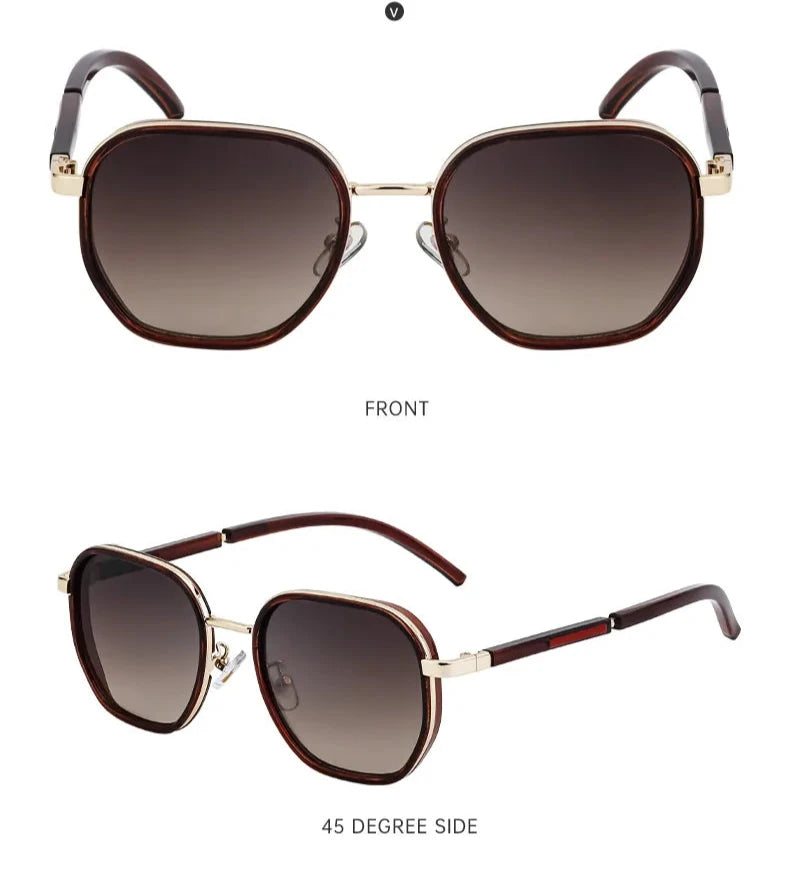 Gafas Estilo Simple Café Dorado