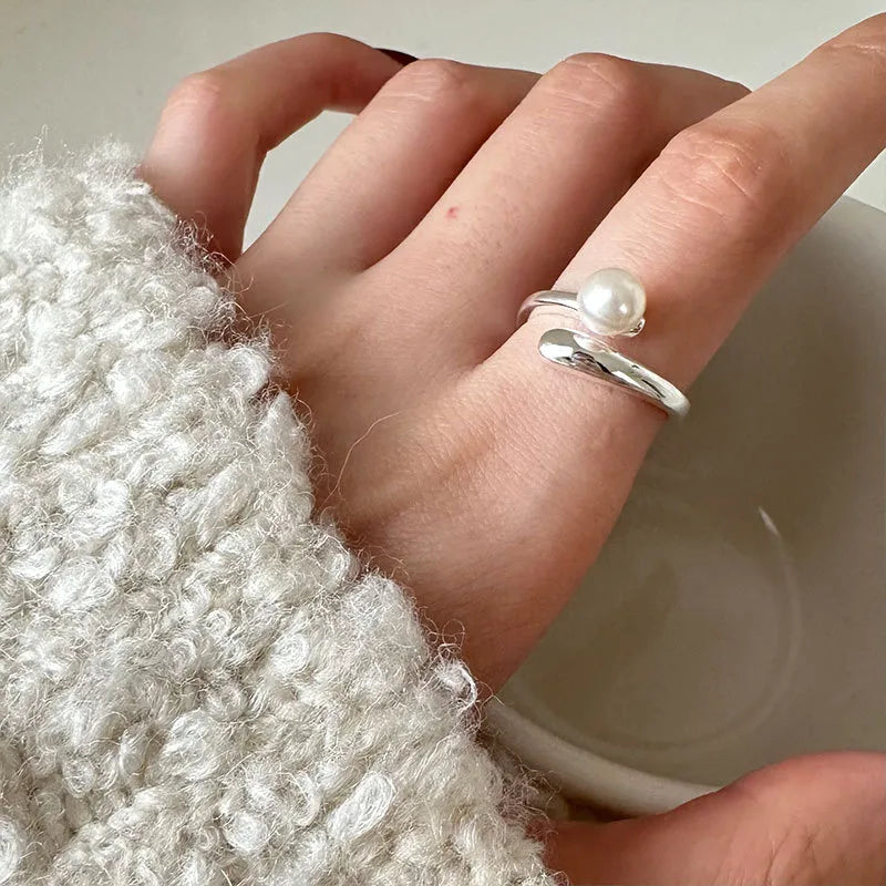 Anillo Perla Plata Esterlina