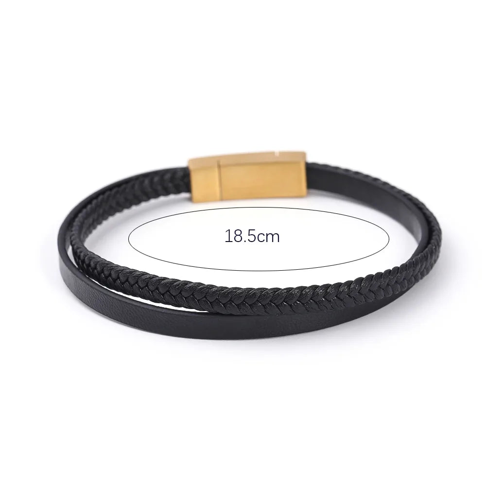 Pulsera Doble Trenza Cuero Sintético