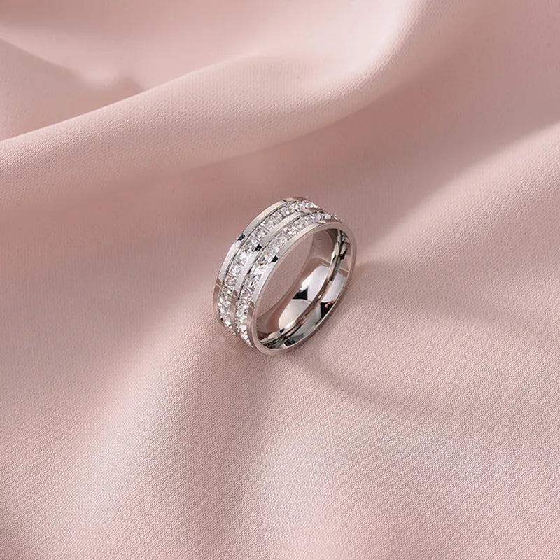 Anillo Doble Fila Acero Titanio