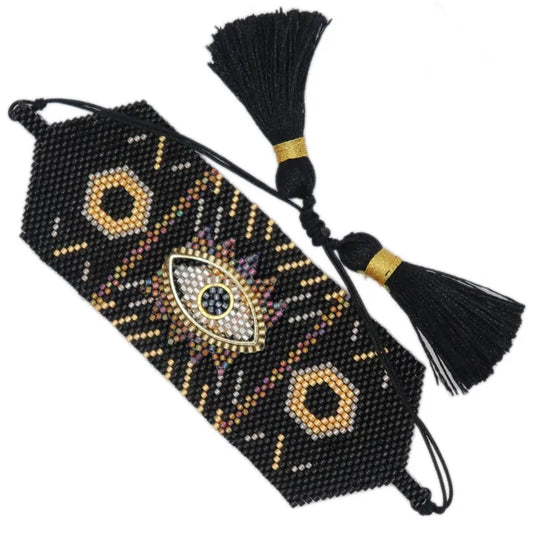 Pulsera Miyuki Gruesa Negra