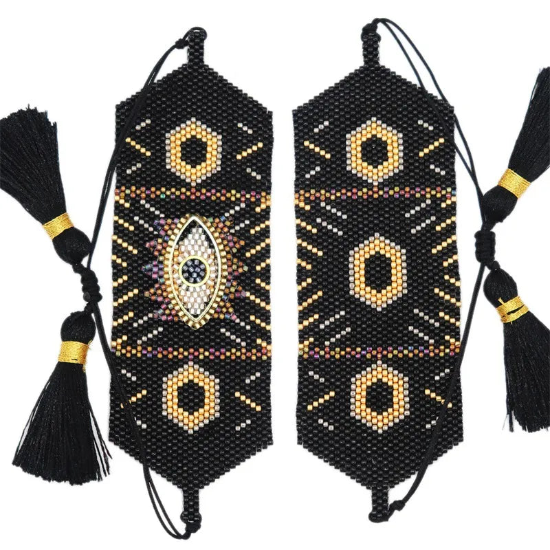 Pulsera Miyuki Gruesa Negra