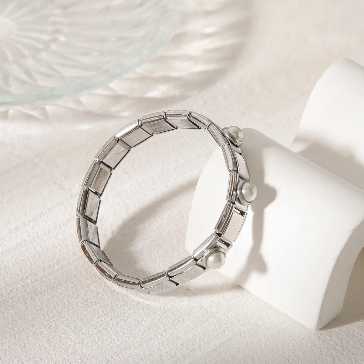 Pulsera Italiana Perlas Acero Inoxidable