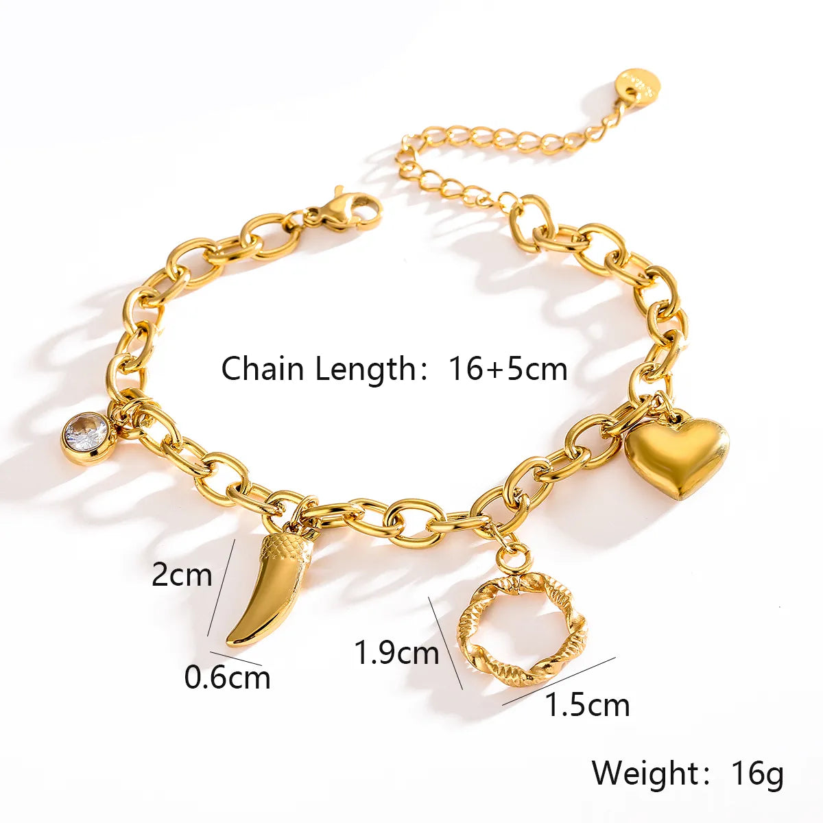 Pulsera Corazón Cuerno Rueda Acero Titanio