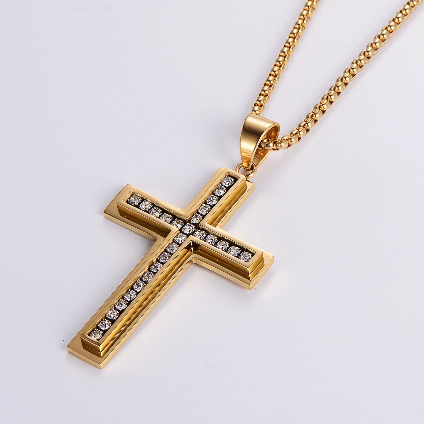 Collar Vintage Cruz Acero Inoxidable