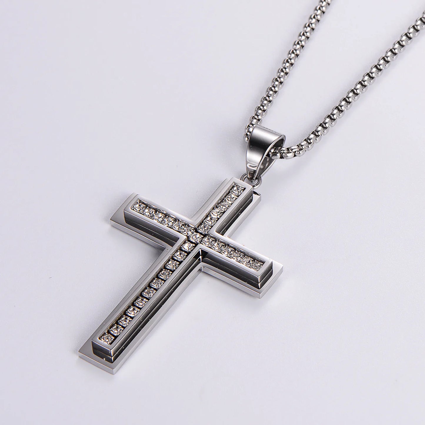 Collar Vintage Cruz Acero Inoxidable