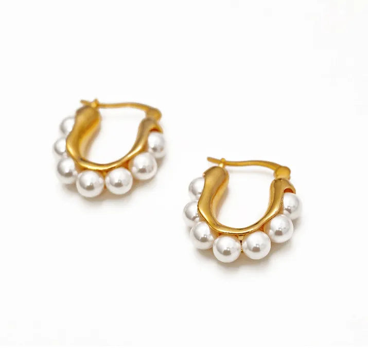 Aretes Perlas Vintage Acero Titanio