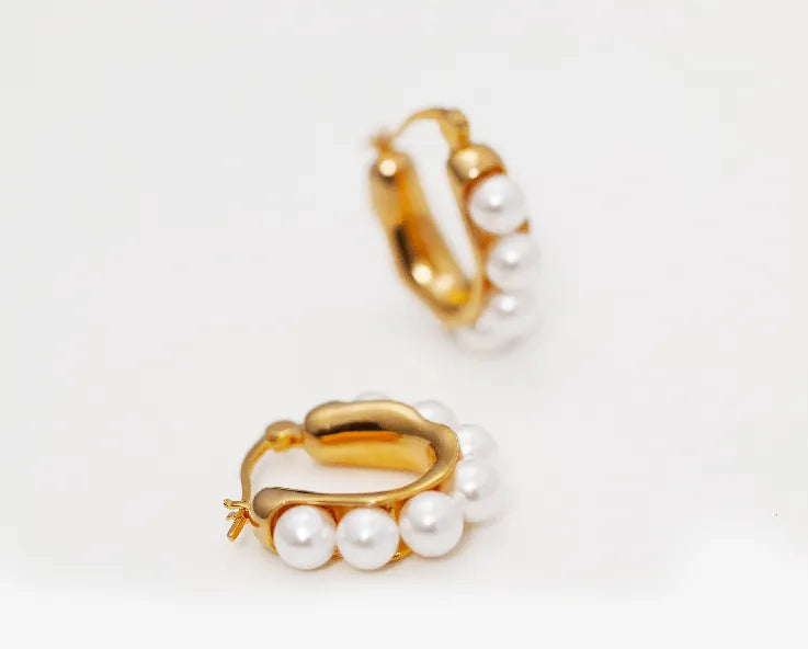 Aretes Perlas Vintage Acero Titanio