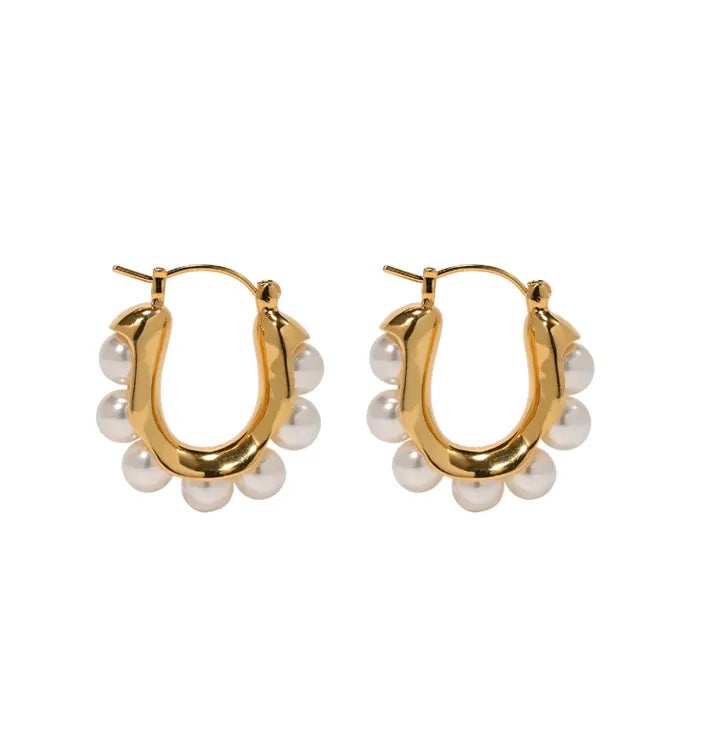 Aretes Perlas Vintage Acero Titanio