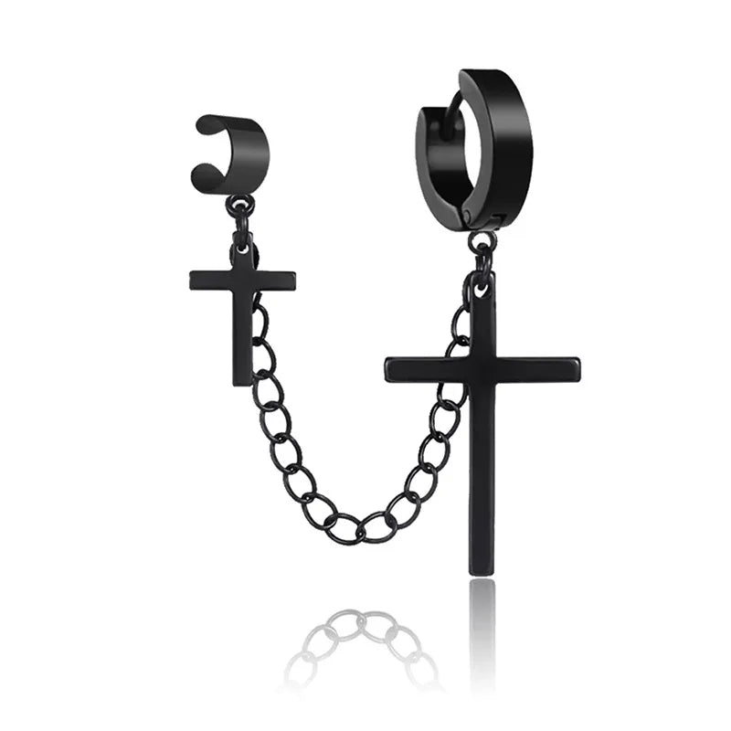 Arete Doble Cruces Negro Acero Titanio