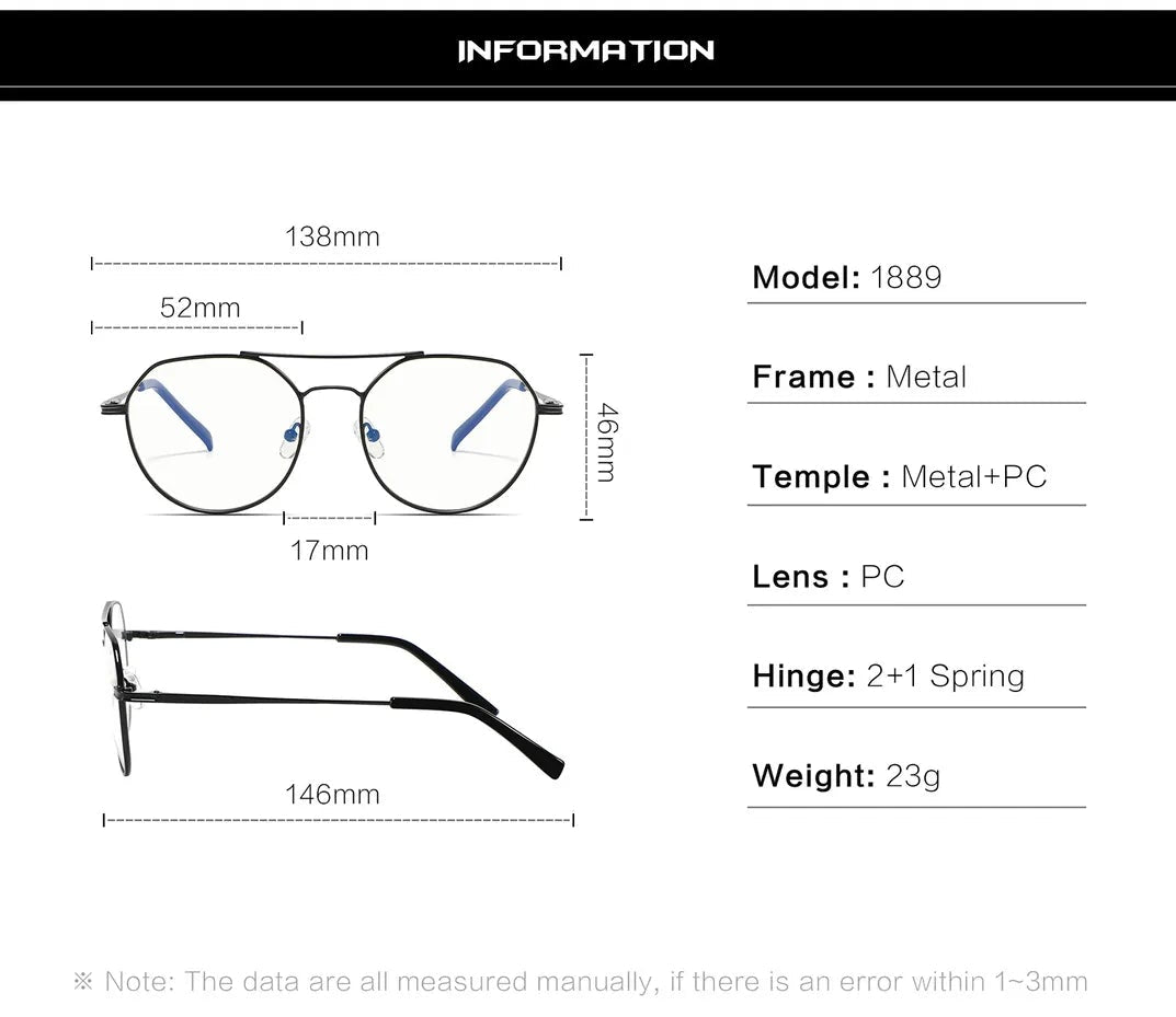 Gafas Metal Dorado Anti Luz Azul