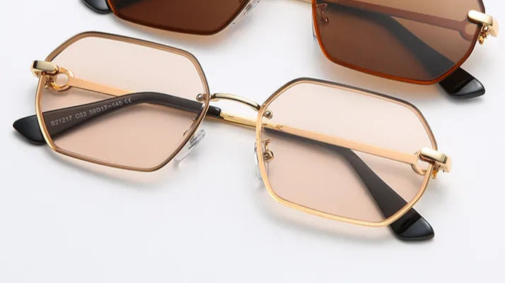 Gafas De Sol Marco De Metal Poligonal