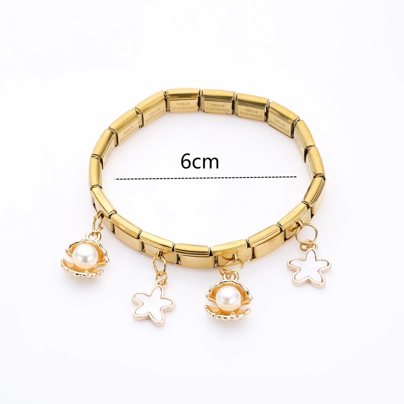 Pulsera Italiana Playa Estrella Acero Inoxidable