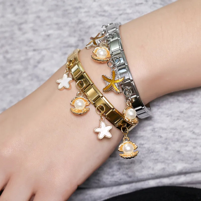 Pulsera Italiana Playa Estrella Acero Inoxidable