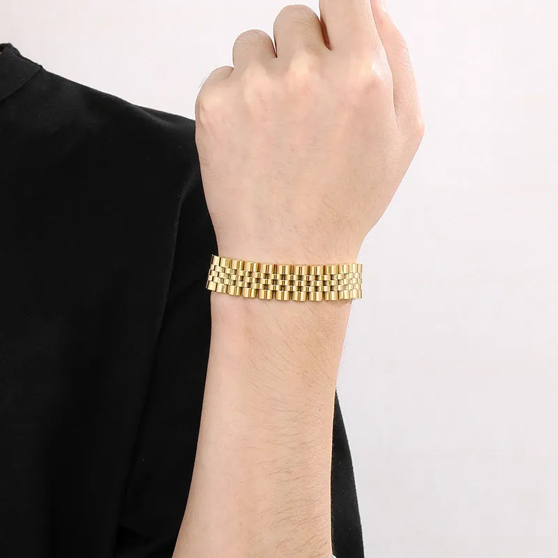 Pulsera Hip Hop Dorado Acero Inoxidable
