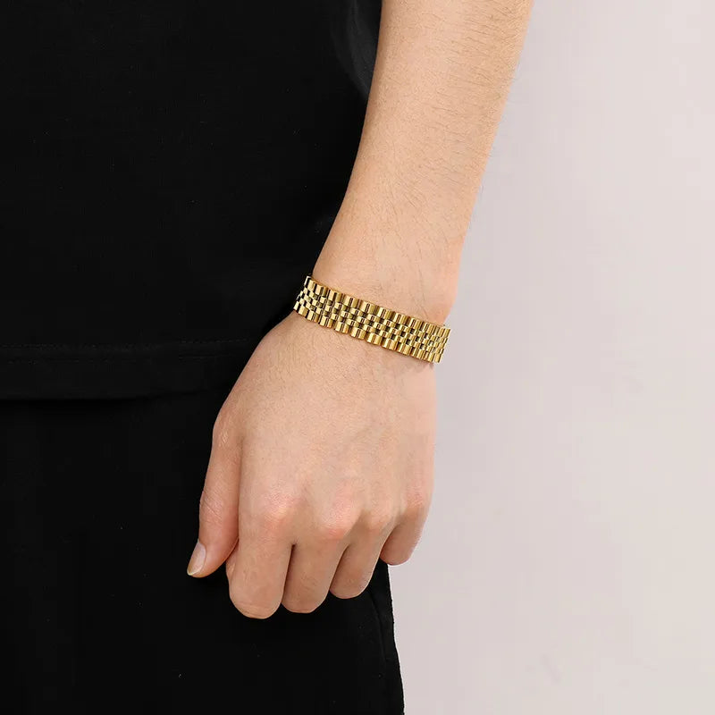 Pulsera Hip Hop Dorado Acero Inoxidable