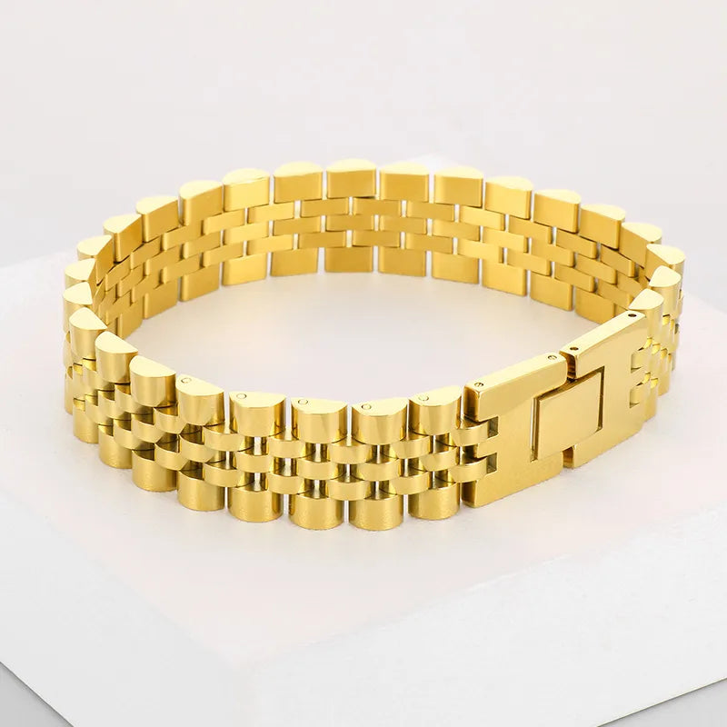 Pulsera Hip Hop Dorado Acero Inoxidable